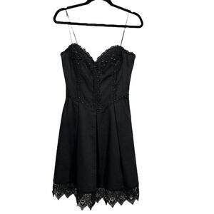 Nite Lite Black Embroidered MIDI Dress / Size-8